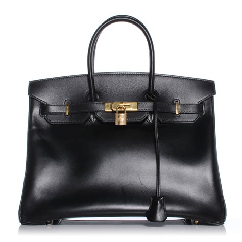 black patent leather hermes tote|HERMES Box Birkin 35 Black 1523273 .